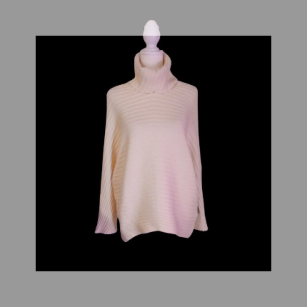 Larry Levine Women's Turtleneck Horizontal Ribbed Sweater